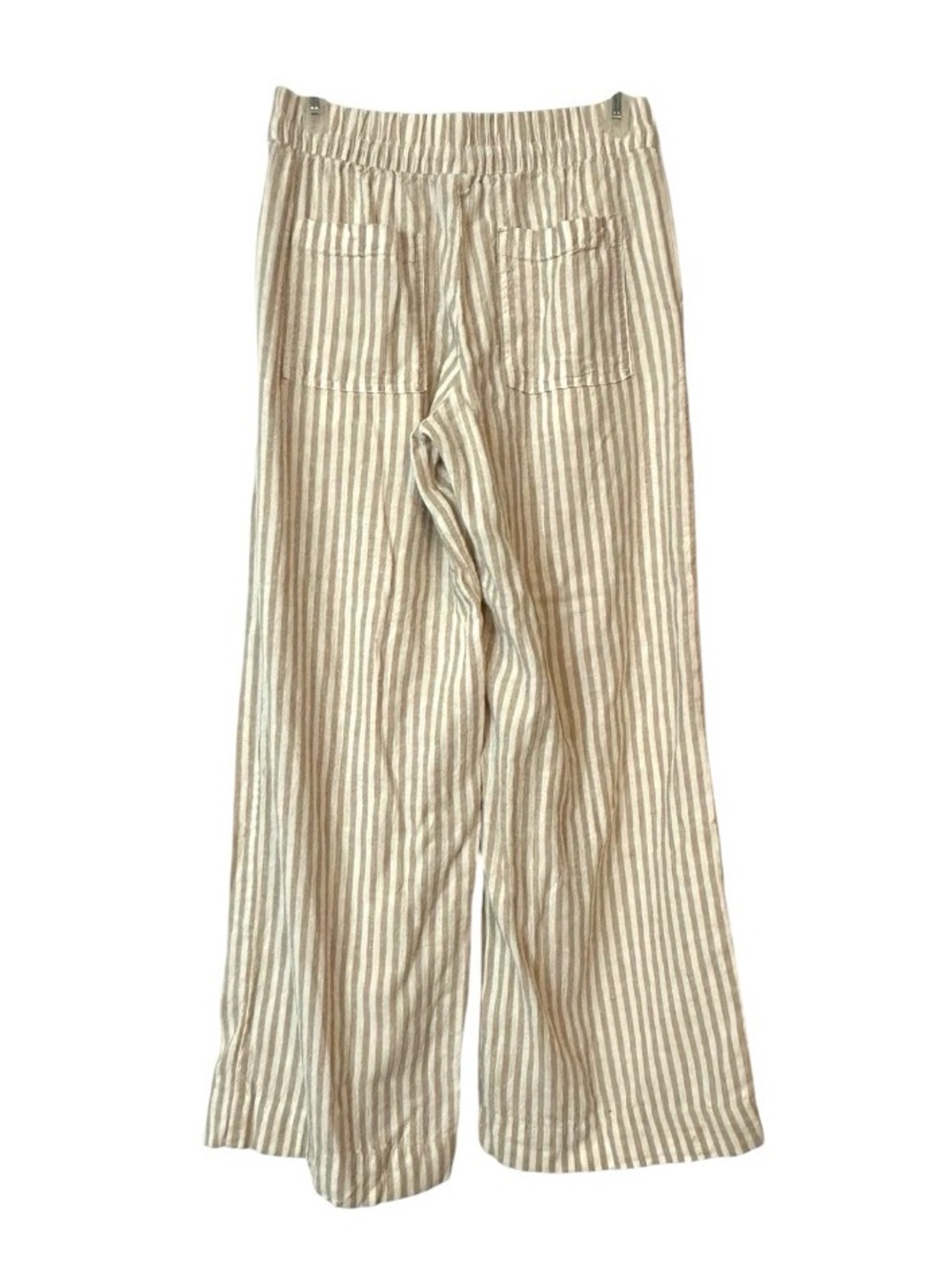 A New Day Cream Tan Striped linen blend Casual lounge pants women’s size Small - Picture 3 of 11